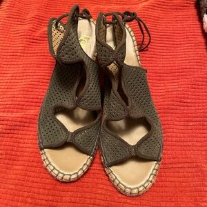 NWT. Franco Sarto, Nash perforated green espadrilles wedge sandals.